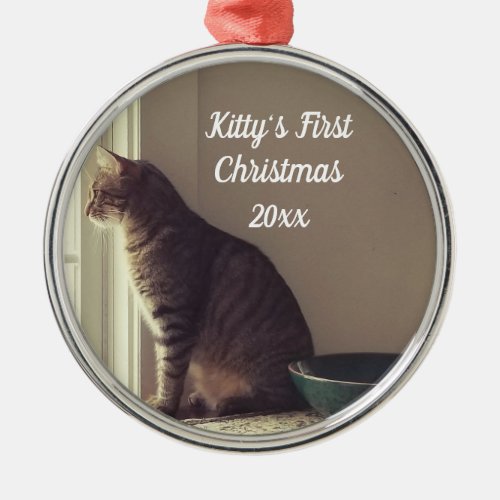 Kittys First Christmas Metal Ornament