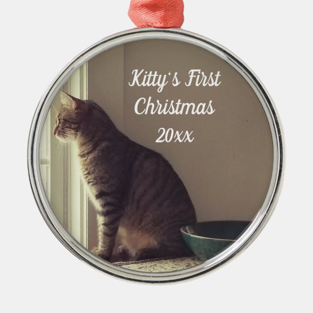 Kitty's First Christmas Metal Ornament (Front)