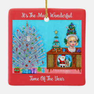 Kitty's First Christmas Tree Head Vase Santa Claus Ceramic Ornament