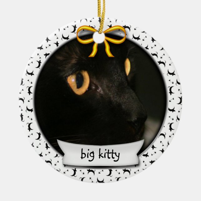 Kitty's First Hanukkah or First Christmas Ceramic Ornament (Front)