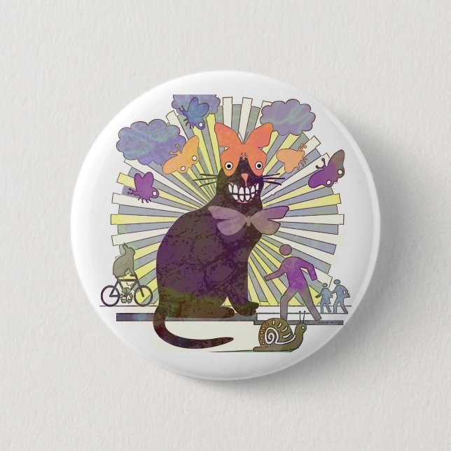 Kitty's got Butterfly Eyes Pinback Button (Front)