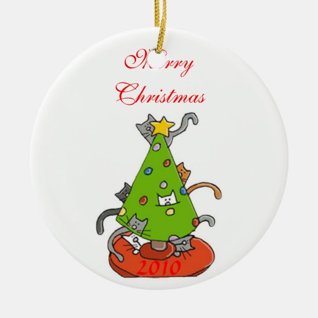Kity christmas tree ceramic ornament (Front)