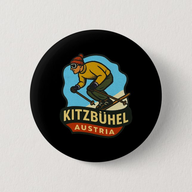 Kitzbühel Austria Skiing  Button (Front)