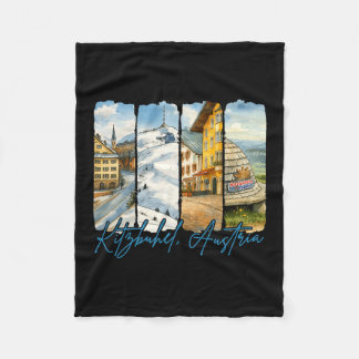 Kitzbuhel Austria Traveling Brushstroke Souvenir V Fleece Blanket