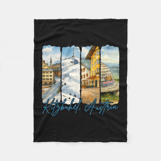 Kitzbuhel Austria Traveling Brushstroke Souvenir V Fleece Blanket (Front)