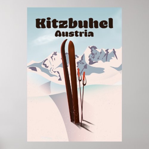 kitzbuhel Austrian ski poster