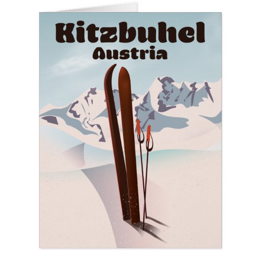 kitzbuhel Austrian ski poster Cards (Front)