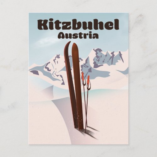 kitzbuhel Austrian ski poster Postcard