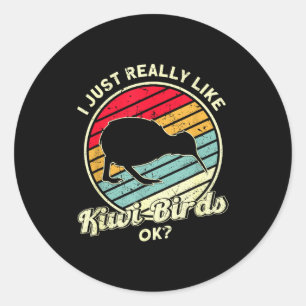 Kiwi & New Zealand Uni-adults Black Cotton, Ly Classic Round Sticker