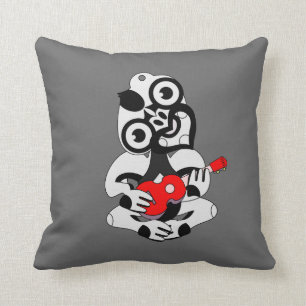 KIWI Aotearoa Hei Tiki with green ukulele Throw Pillow
