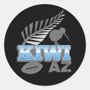 KIWI AZ rugby bird and silver fern New Zealand Classic Round Sticker