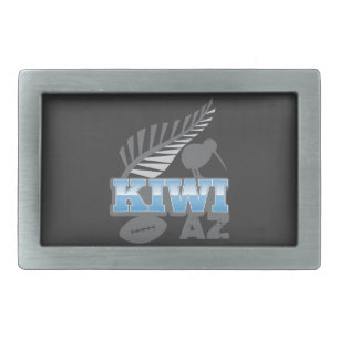 KIWI AZ rugby bird and silver fern New Zealand Rectangular Belt Buckle