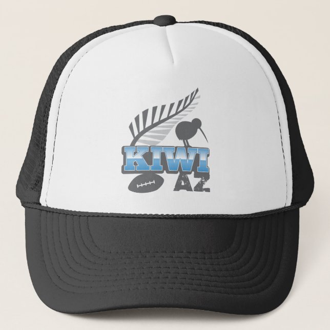 KIWI AZ rugby bird and silver fern Trucker Hat (Front)