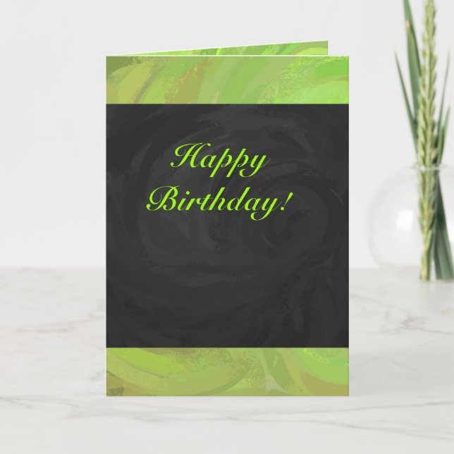 Kiwi Bash Green and Black Monogram Card (Front)