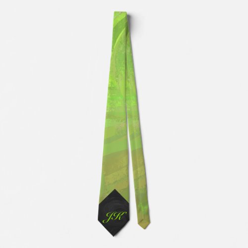 Kiwi Bash Green and Black Monogram Neck Tie