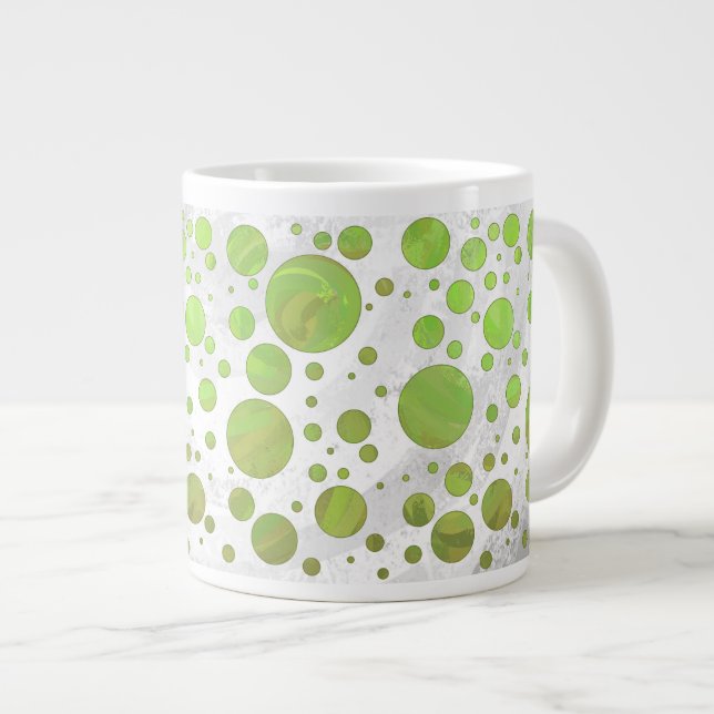 Kiwi Bash Green Polka Dot Giant Coffee Mug (Front Right)