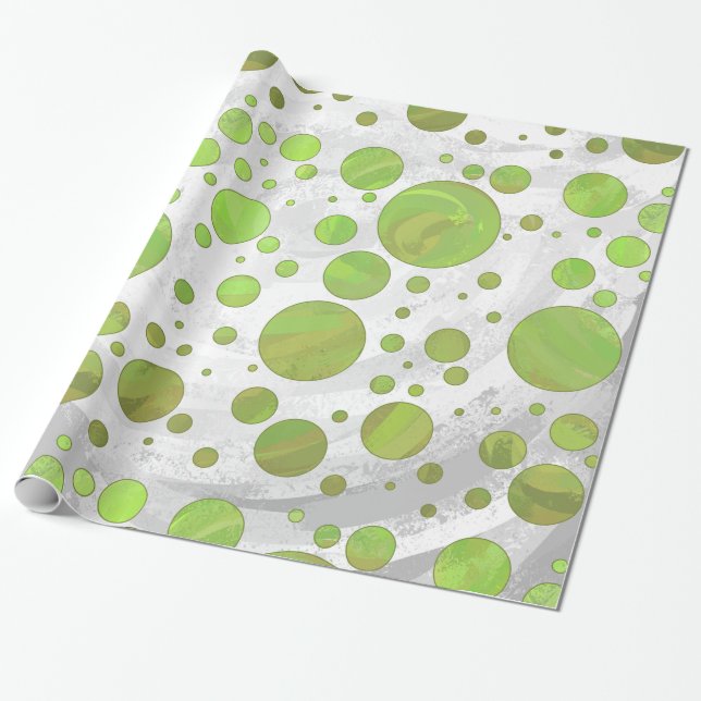 Kiwi Bash Green Polka Dot Wrapping Paper (Unrolled)