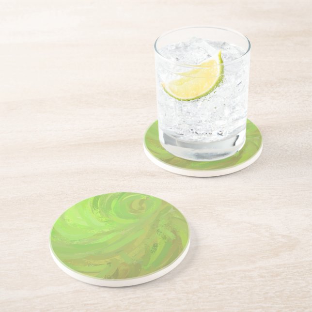 Kiwi Bash Green Swirl Drink Coaster (Side)