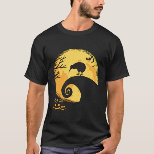 Kiwi Bird And Moon Halloween T_Shirt