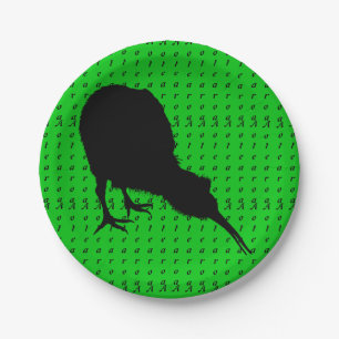 Kiwi Bird & Aotearoa (writing) New Zealand Paper Plates