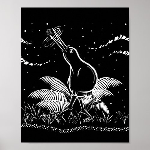 Kiwi Bird At night Poster