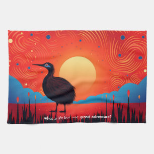 Kiwi Bird at Twilight  Kitchen Towel