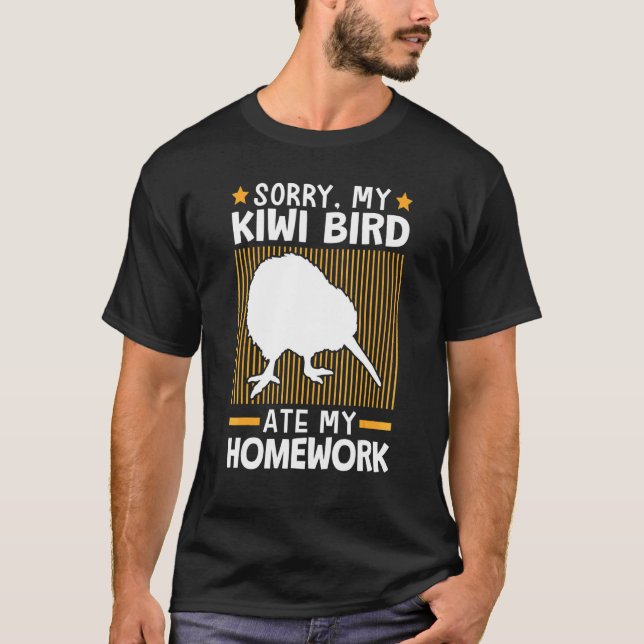 Kiwi Bird Ate My Homework Flightless Kiwi Bird T-Shirt (Front)