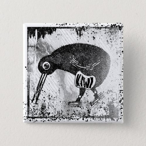 Kiwi bird black and white button