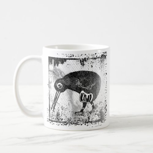 Kiwi bird black and white coffee mug
