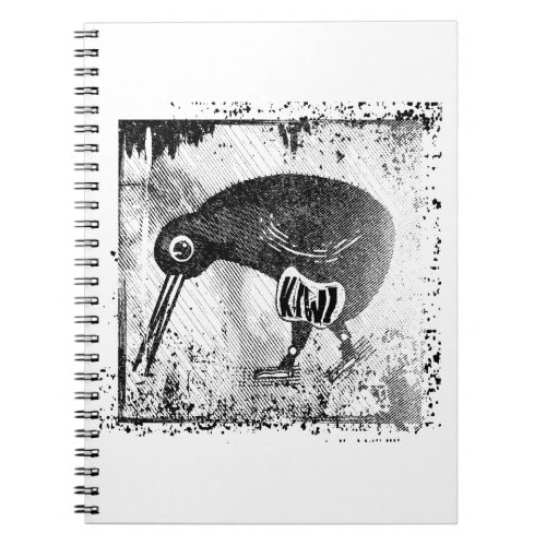 Kiwi bird black and white notebook