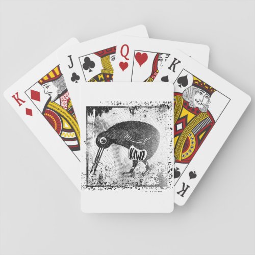 Kiwi bird black and white playing cards