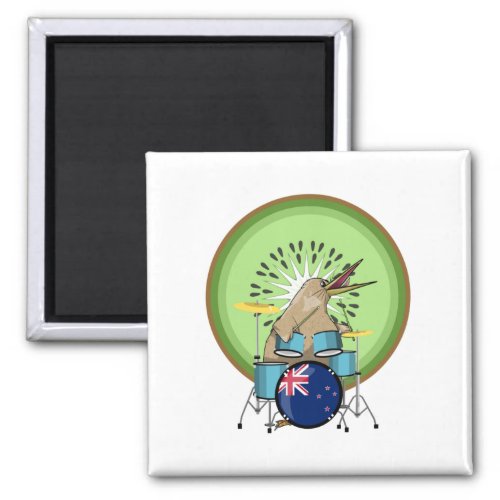 Kiwi Bird Drummer Magnet