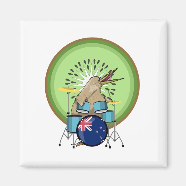Kiwi Bird Drummer Magnet (Front)