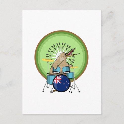 Kiwi Bird Drummer Postcard