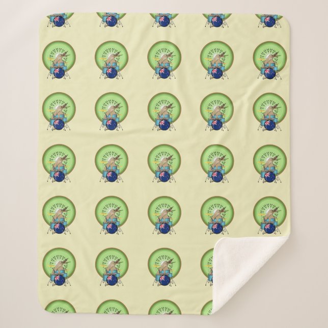 Kiwi Bird Drummer Sherpa Blanket (Front)