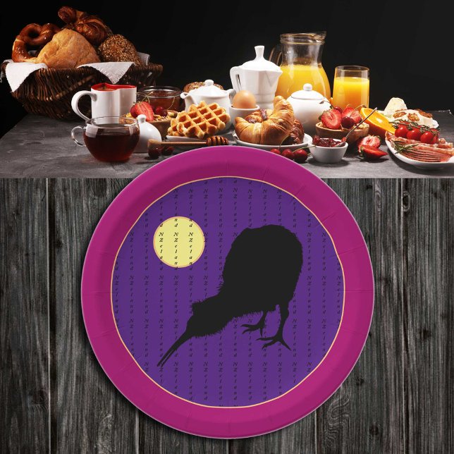 Kiwi Bird & Moon - New Zealand Party / BBQ Paper Plates (Creator Uploaded)