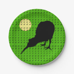 Kiwi Bird, Moon & New Zealand text /Bro Party Paper Plates