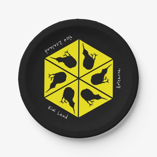 Kiwi Bird & New Zealand/ Aotearoa Islands (pizza) Paper Plates (Front)