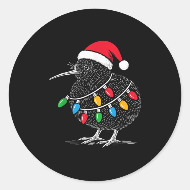 Kiwi Bird New Zealand Holiday Christmas  Classic Round Sticker (Front)