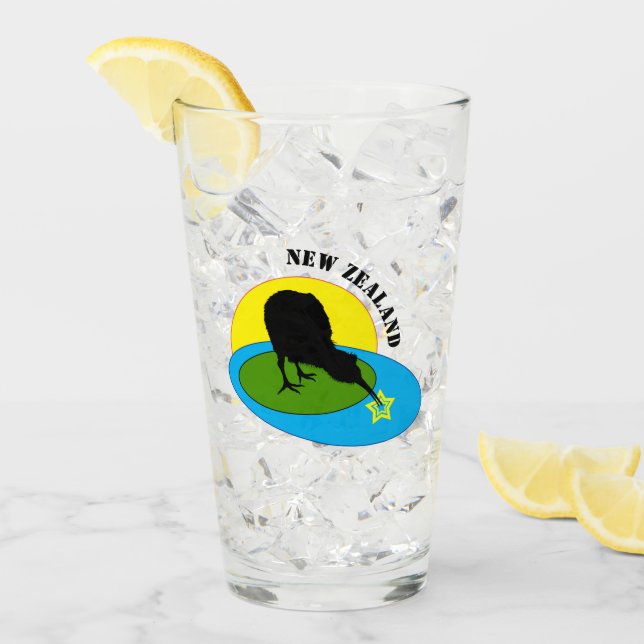 Kiwi Bird & New Zealand party / drinks Glass (Front Ice)