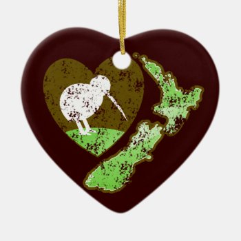 Kiwi Bird New Zealand With A Love Heart Ceramic Ornament by The_Kiwi_Shop at Zazzle