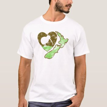 Kiwi Bird New Zealand With A Love Heart T-shirt by The_Kiwi_Shop at Zazzle