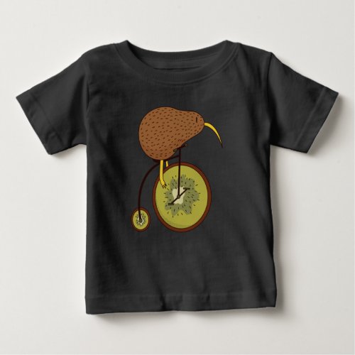 Kiwi Bird Riding Bicycle Baby T_Shirt