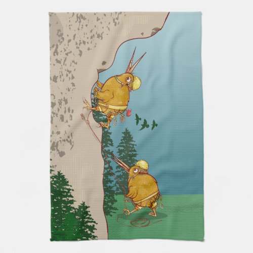 Kiwi Bird rock climbing Kitchen Towel