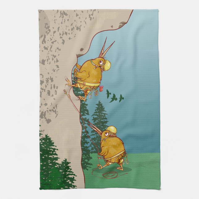 Kiwi Bird rock climbing Kitchen Towel (Vertical)