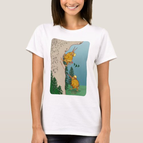 Kiwi Bird rock climbing T_Shirt