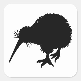 Kiwi Bird Silhouette Square Sticker