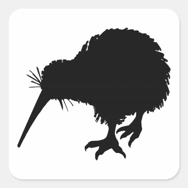 Kiwi Bird Silhouette Square Sticker (Front)
