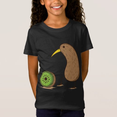 Kiwi bird with a cut kiwi fruit T_Shirt