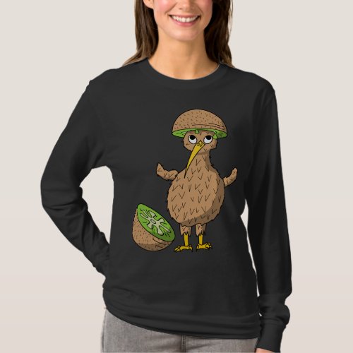 Kiwi Bird with Kiwi Fruit as Hat T_Shirt